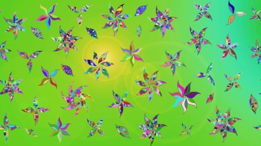 Çiçekli zambakların eskiz geçmişi. Parlak çiçekli kolaj çiçekleri yeşildir. Çiçek tasarımı için inanılmaz kolaj cennet tarzı..