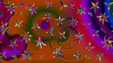 Çiçek desenli eskiz. Kahverengi renkli çiçekler. Tişört baskısı için çiçek boyama rasteriName.