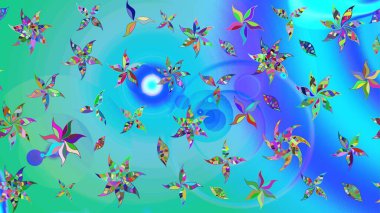 Raster deseni. Yumuşak, mavi renkte yaz çiçekleri. Küçük çiçekteki sevimli çiçek deseni. Raster illüstrasyonu.