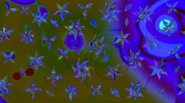 Renkli grunge soyut arkaplanı koloyeşil çiçeklerle süslüyor. Nakış desenli çiçek deseni. İzler, kumaş, duvar kağıtları, tekstil için raster dokusu.