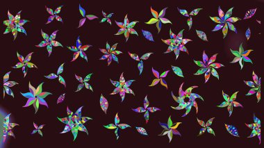 Tekstil tasarımı için geleneksel Raster çiçek buketi kahverengi renkli. Üzerinde gelincikler ve vadi zambakları olan renkli çiçek desenli nakış..