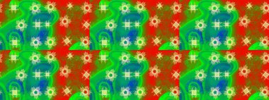 Yeşil, kırmızı ve kahverengi renkte kar tanesi süsü. Kar taneleri izole edildi. Kar tanesi süsü Raster illüstrasyonu. Güzel süs eşyası..