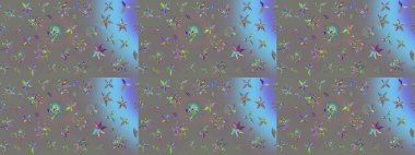 Şirin çiçekli, desenli, gri renkli bir eskiz deseni. El çizimi çiçek çizimi deseni (fayans). Tekstil için suluboya çizim deseni.