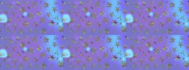 Raster illüstrasyonundaki çiçek desenli çizim. Mor renkte çiçekler.