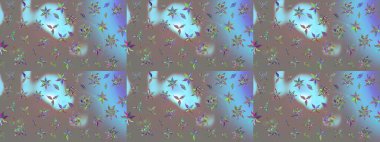 Gri renkli çiçekler. Renkli Bahar Teması eskiz kalıbı. Raster illüstrasyonundaki çiçek desenli çizim. Düz Çiçek Elementleri Tasarımı.