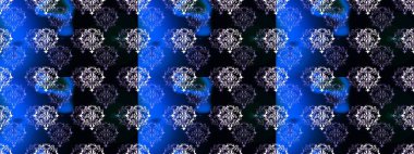 Mavi, siyah ve menekşe renginde mavi, siyah ve mor papatya deseni. Mavi, siyah ve mor renklerde. Raster illüstrasyonu.