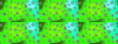 Suluboya elle çizilmiş çiçek desenli eskiz deseni. Parlak renkli fantezi çiçekleri, yapraklar, yeşil renkli tomurcuklar.