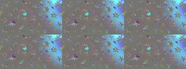 Gri renkli Asya tekstili. Suluboya çiçekli çiçek deseni. Raster illüstrasyonu.