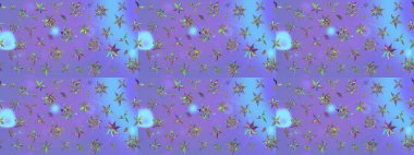 Raster illüstrasyonundaki çiçek desenli çizim. Mor renkte çiçekler.