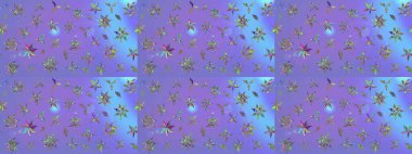 Raster illüstrasyonundaki çiçek desenli çizim. Raster illüstrasyonu. Güzel kumaş deseni. Menekşe renklerinde.