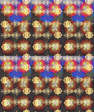 Raster sevimli kar taneleri renkli arka plan üzerinde. Raster resim. Raster kar taneleri desen.