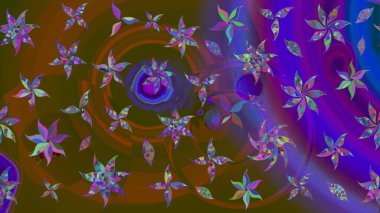 Çiçek desenli eskiz. Kahverengi renkli çiçekler. Tişört baskısı için çiçek boyama rasteriName.