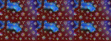 Düz Çiçek Elementleri Tasarımı. Raster illüstrasyonu. Şirin çiçek elementleri. Renkli Bahar Teması eskiz kalıbı. Çizim deseni Modaya uygun kumaş deseni.