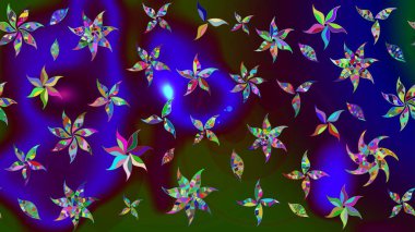 Kahverengi renkli çiçekler. Raster illüstrasyonunda çiçek deseni çizimi.