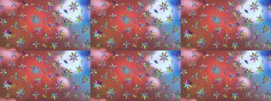 Pembe renkli etnik çiçeklerle süslenmiş zarif bir eskiz. Raster Çiçek İllüstrasyon Şirin Tekstil.