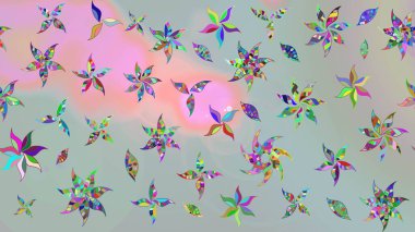 Gri renkli çiçekler. Raster illüstrasyonu. Şirin çiçek elementleri. Çizim.