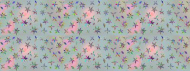 Gri renkli çiçekler. Elle boyanmış suluboya resim çizimi çiçekler ve bitkiler.