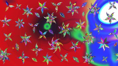 Raster. Kırmızı renkte güzel çiçekler, suluboya desenli eskiz deseni, duvar kağıdı, kart veya kumaş için fayanslı..