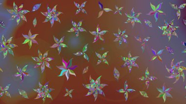 Yaz çiçekleri teması. Kahverengi renkli. El çizimi, soyut ve süslü elementler. Klasik çiçekler. Suluboya resim taklit Raster illüstrasyonu.