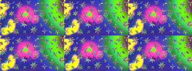 Küçük çiçekteki sevimli çiçek deseni. Raster illüstrasyonu. Mavi renkte çiçekler.