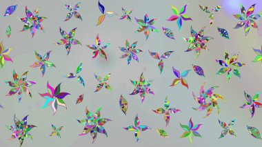 Raster illüstrasyonundaki çiçek desenli çizim. Düz Çiçek Elementleri Tasarımı. Renkli Bahar Teması eskiz kalıbı. Gri renkli çiçekler.