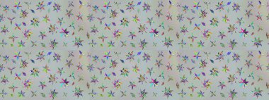 Tekstil veya kitap kapakları, imalat, duvar kağıtları, baskı, hediye paketi ve yapıştırma kitabı için çiçek eskizi geçmişi. Küçük çaplı çiçeklerdeki basit şirin desenler. Raster illüstrasyonu.