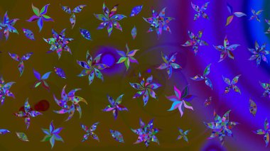 Raster hisseleri. Eskiz arkaplan modeli. Suluboya, elle çizilmiş. Kahverengi üzerine çiçekler.