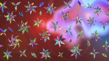 Moda baskıları için zarif bir şablon. Halk tarzı. Parlak renkli çiçekleri ve kahverengi renkli yaprakları olan harika bir çiçek deseni. Modern çiçek arkaplanı.