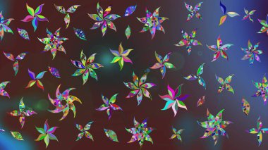 Kahverengi renkli çiçekler. Raster illüstrasyonundaki çiçek desenli çizim. Düz Çiçek Elementleri Tasarımı. Renkli Bahar Teması çizim şablonu.