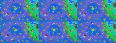 Raster düz çiçek çizim deseni. Mavi renkli çiçekler. Tasarım hediye paketi, tebrik kartları, posterler ve afiş tasarımı.