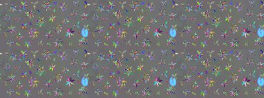 Küçük çiçekteki sevimli çiçek deseni. Varicologray Raster çizimi. Birçok gri soyut çiçekli tropikal çizim deseni.