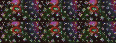 Kumaş, tekstil, duvar kağıdı baskısı için. Tomurcukları papatya çiçekleri olan sevimli bir çiçek deseni. Raster illüstrasyonu. Eski usul. Miles Fleur, süslü püslü bir süs. Taslak arkaplan.