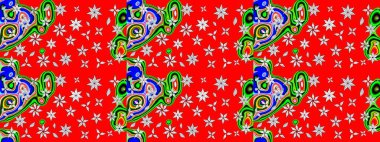 Soyut çiçek çizim kalıbı arka planı. Raster deseni. Raster illüstrasyonu. Kırmızı renklerde. Küçük çiçekte sevimli çiçek deseni var..