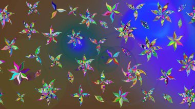 Kahverengi renkli şirin çiçek deseni. Raster Modaya uygun kumaş deseni. Düz Çiçek Elementleri Tasarımı. Renkli Bahar Teması çizim şablonu.