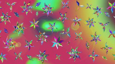 Çiçekli karalama şeklinde Raster çiçek deseni. Pembe renkli çiçekler. Yumuşak, yaz çiçekli arka plan.