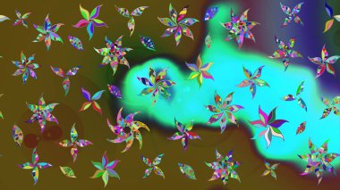 Yeşil renkli çiçekler. Çiçekli çiçek deseni, suluboya. Renkli Bahar Teması eskiz kalıbı. Düz Çiçek Elementleri Tasarımı. Raster illüstrasyonu.