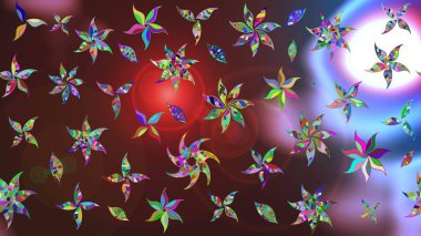 Küçük çiçekteki sevimli çiçek deseni. Varicolobrown Raster çizimi. Birçok kahverengi ve soyut çiçekli tropikal çizim deseni.