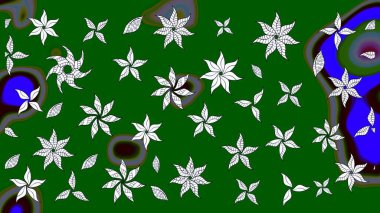 Raster illüstrasyonu. Güzel kumaş deseni. Asya tekstil tarzında. Düz Çiçek Elementleri Tasarımı. Çiçek desenli çizim. Renkli Bahar Teması çizim şablonu.