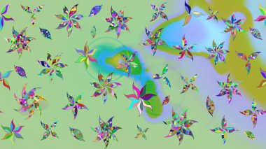 Tarafsız renklere karalamalar çizilmiş çiçek deseni. Raster illüstrasyonu.