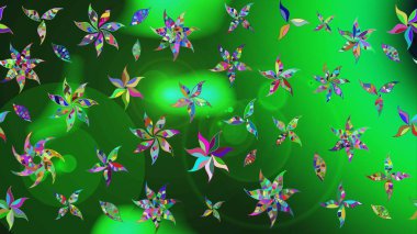 Sabıka fotoğraflarında, bebek kıyafetlerinde, duvar kâğıtlarında, paket kutularında falan kullanılabilir. Zarif, parlak ve eskiz yeşil çiçek deseni tasarımı.