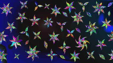 Kumaş, duvar kağıdı ve kağıt üzerine baskı yapmak için gelişen arka plan. Moda arka planında parlak buketler. Eski usul küçük çiçekli şirin bir eskiz deseni. Raster illüstrasyonu.