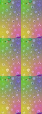 Renkli desenli eskiz deseni nötr çiçekler ve dekoratif elementlerle. Eskiz geçmişi. Raster illüstrasyonu. Kumaş, tekstil, duvar kağıdı baskısı için. Antika retro tarzı.