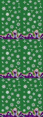 Çiçekli karalama şeklinde Raster çiçek deseni. Yumuşak, yeşil renkli bahar çiçekleri. Raster illüstrasyonu.