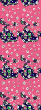 Suluboya çiçekli çiçek deseni. Raster illüstrasyonu. Pembe renkli güzel tekstil..