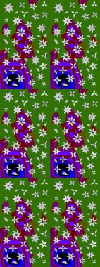 Küçük çiçekteki sevimli çiçek deseni. Raster deseni. Yumuşak, yeşil renkli yaz çiçekleri. Raster illüstrasyonu.