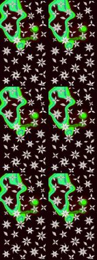 Çiçekli karalama şeklinde Raster çiçek deseni. Yumuşak, bahar çiçekleri siyah renklerde. Raster illüstrasyonu.