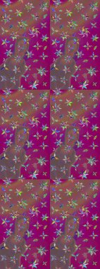 Eskiz arkaplan modeli. Mor yapraklı yabani çiçekler. Suluboya, elle çizilmiş. Raster illüstrasyonu.