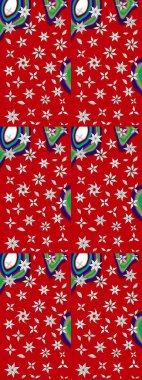 Çiçekli karalama şeklinde Raster çiçek deseni. Nazik, sevimli çiçek arkaplanı. Kırmızı renkte çiçekler.