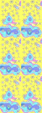 Çiçekli eskiz deseni. Suluboya çizimi. El çizimi. Sarı renkte çiçekler.