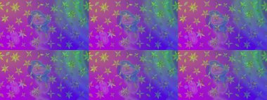 Mor renkli çiçekler suluboya tarzında. Raster illüstrasyonunda çiçek deseni çizimi.